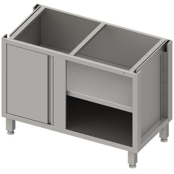 Stalgast Edelstahl Eckunterschrank Boxversion 2.0 mit Flügeltür, für Beine/Sockelrahmen, Teil 1/2 für 640 mm Anbautiefe 1100x540x660 mm
