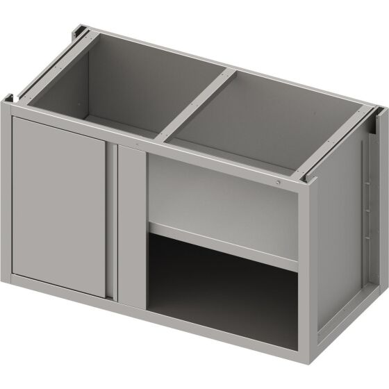 Stalgast Edelstahl Eckunterschrank Boxversion 2.0 mit Flügeltür, Teil 1/2 für 640 mm Anbautiefe, Sockelbau, 1100x540x660 mm