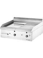 Gas-Griddleplatte, verchromt  als Tischgerät, Serie 700 ND - ½ glatt / ½ gerillt 800x700x250 mm (BxTxH)