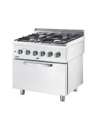 Gasherd ECO 4 Brenner mit Elektro-Heißluftofen (600 x 400 mm / GN 1/1) Serie 700 ND - G20, 4-Brenner (4x3,5 kW)