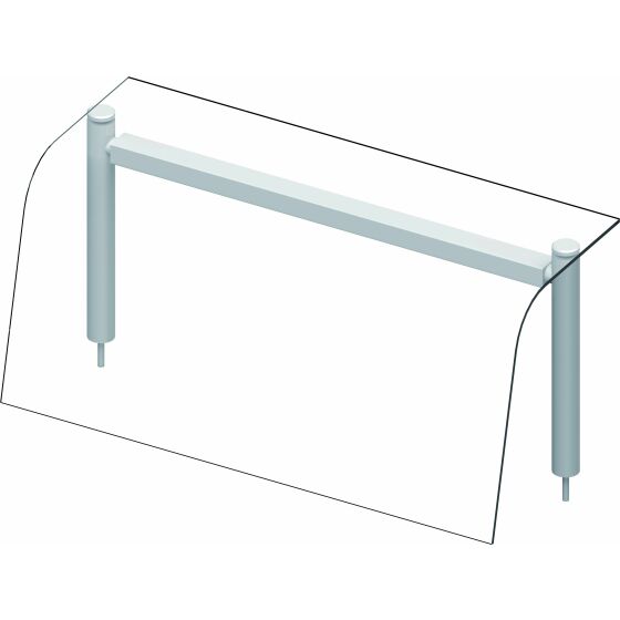 Glas-Aufsatzbord mit Hustenschutz 1122x455x450 mm für Speisenausgabesysteme