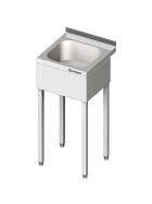 Stalgast Edelstahl Handwaschbecken mit Untergestell, 400x410x850 mm, mit dreiseitiger Beckenblende, mit Aufkantung, verschweißt