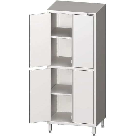 Stalgast Edelstahl Hochschrank mit Flügeltüren, 800x600x2000 mm, mit zwei Schrankräumen, verschweißt