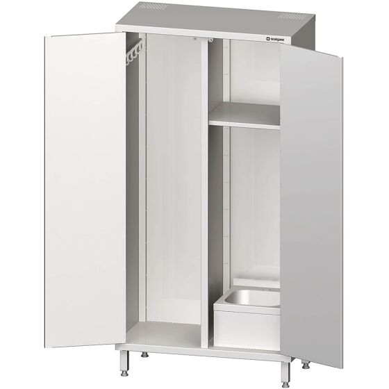 Stalgast Edelstahl Hochschrank mit Spülbecken für Reinigungsutensilien, 1000x500x2000 mm, verschweißt