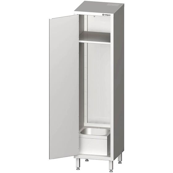 Stalgast Edelstahl Hochschrank mit Spülbecken für Reinigungsutensilien, 500x500x2000 mm, verschweißt