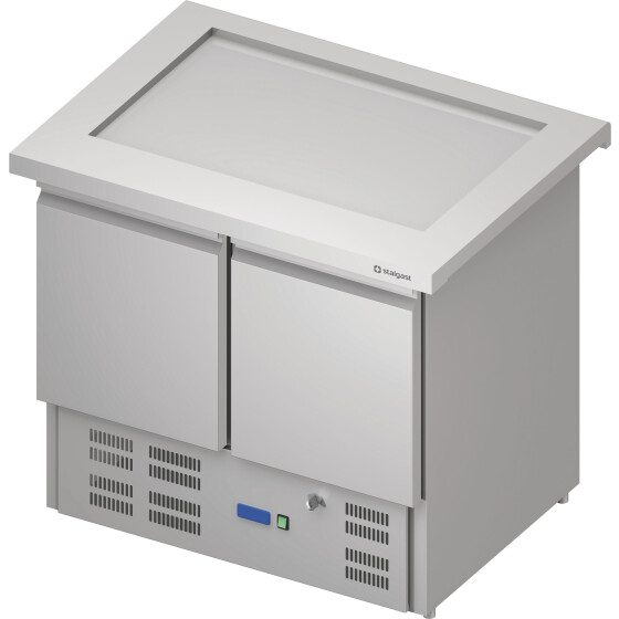 Kühltisch mit Kühlplatte "Free Flow", zweitürig 1000x750x880 mm Edelstahlabdeckung