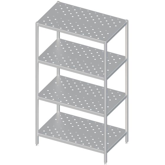 Stalgast Edelstahl Regal mit gelochten Böden, 1200x700x1800 mm, Selbstmontage