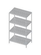 Stalgast Edelstahl Regal mit gelochten Böden, 1300x600x1800 mm, Selbstmontage