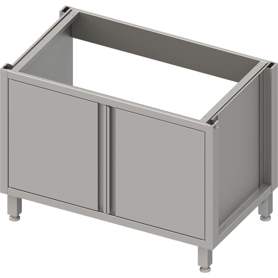 Product Image for Stalgast Edelstahl Spülenunterschrank Boxversion 2.0, für Beine/Sockelrahmen, mit Flügeltüren 1100x540x660 mm