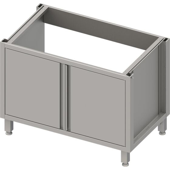 Stalgast Edelstahl Spülenunterschrank Boxversion 2.0, für Beine/Sockelrahmen, mit Flügeltüren 1300x540x660 mm
