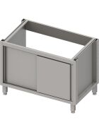 Stalgast Edelstahl Spülenunterschrank Boxversion 2.0, für Beine/Sockelrahmen, mit Schiebetüren 1200x640x660 mm