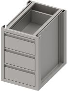 Stalgast Edelstahl Schubladenunterschrank Boxversion 2.0, für Beine/Sockelrahmen, drei Schubladen 450x640x660 mm