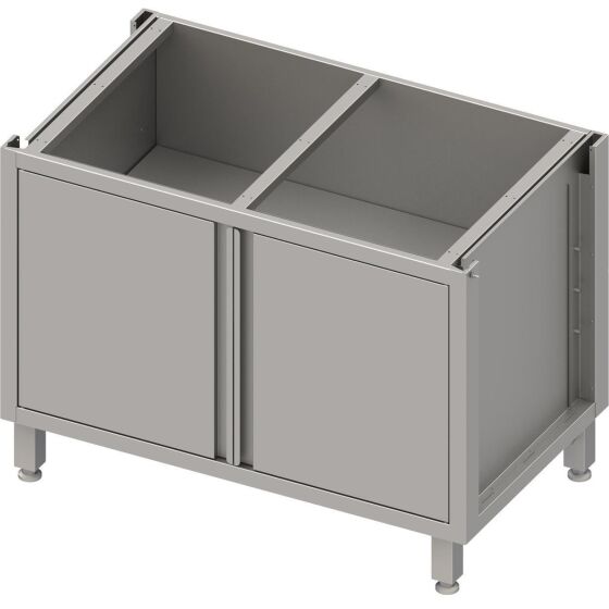 Stalgast Edelstahl Unterschrank Boxversion 2.0, für Beine/Sockelrahmen, mit Flügeltüren 1000x640x660 mm