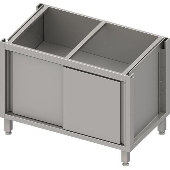 Stalgast Edelstahl Unterschrank Boxversion 2.0, für Beine/Sockelrahmen, mit Schiebetüren 1500x540x660 mm
