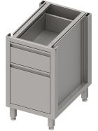 Stalgast Edelstahl Unterschrank Boxversion 2.0, für Beine/Sockelrahmen, mit zwei unterschiedlichen Schubladen 450x540x660 mm