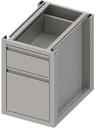 Stalgast Edelstahl Unterschrank Boxversion 2.0, für Beine/Sockelrahmen, mit zwei unterschiedlichen Schubladen 450x640x660 mm
