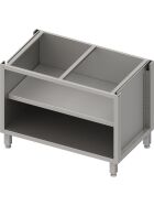 Stalgast Edelstahl Unterschrank Boxversion 2.0, für Beine/Sockelrahmen, offen, mit Zwischenboden 1600x640x660 mm