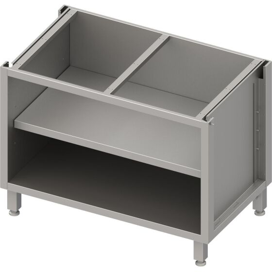Stalgast Edelstahl Unterschrank Boxversion 2.0, für Beine/Sockelrahmen, offen, mit Zwischenboden 600x640x660 mm