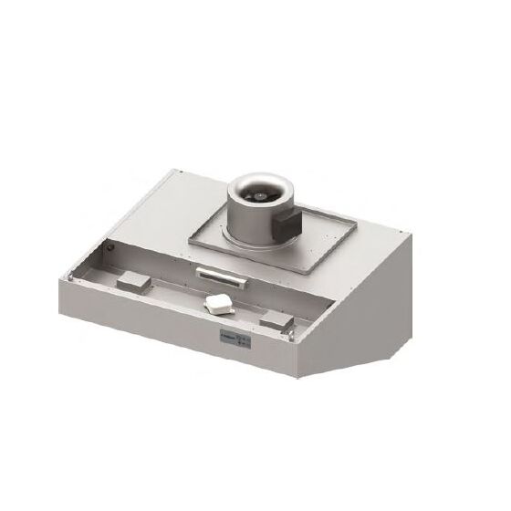 Wandhaube "Expert Line", Schrägform 2200 mm x 1200 mm mit Rohrventilator, Steuerung und LC2 Typ A Zyklonen-/Labyrinthfilter