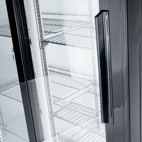 Stalgast schwarzer Bar-Kühlschrank mit 2 Schiebetüren aus Glas, 490 Liter