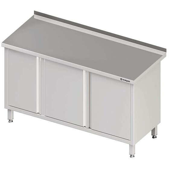 Stalgast Edelstahl Arbeitsschrank mit Flügeltüren 1800x700x850 mm, mit Aufkantung, verschweißt