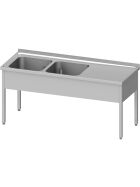 Stalgast Edelstahl  Spültisch ohne Grundboden 1100x600x850 mm, mit zwei Becken links, mit Aufkantung, verschweißt