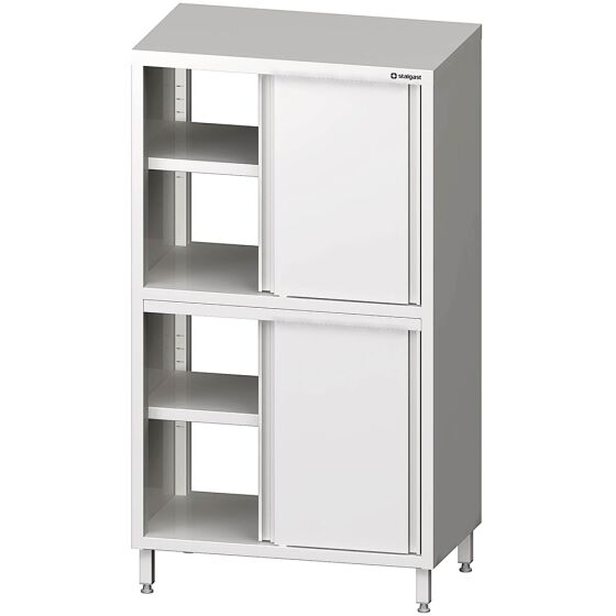 Stalgast Edelstahl Durchreiche-Hochschrank mit Schiebetüren, 800x500x1800 mm, mit zwei Schrankräumen, verschweißt