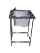 Stainless steel sink for washbasin with basin and cold water tap