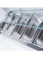 Starline Pizzakühlaufsatz mit Glasabdeckung, 5x GN1/4, 1200x335x440 mm (BxTxH)