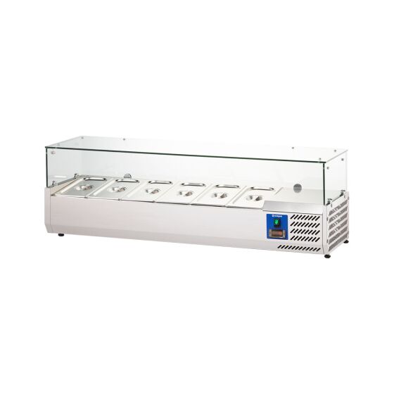 Starline Pizzakühlaufsatz mit Glasabdeckung, 6x GN 1/3, 1400x395x440 mm (BxTxH)