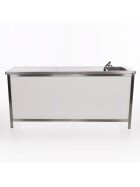 Brewery folding counter made of stainless steel & CNS surface 2m 0.6m white without basin cutout