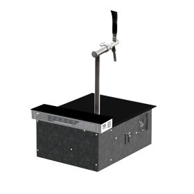 Dry cooler to be embedded in a worktop. Including dispensing column & tap.