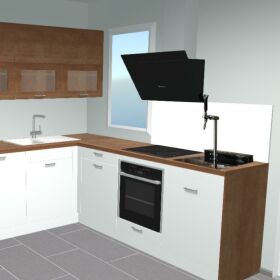 Einbauzapfanlage für Küchen etc. mit Trockenkühler, Schanksäule und schwarzer Hartglasplatte