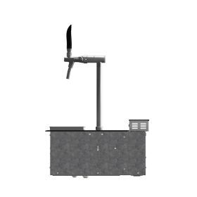 Einbauzapfanlage für Küchen etc. mit Trockenkühler, Schanksäule und schwarzer Hartglasplatte