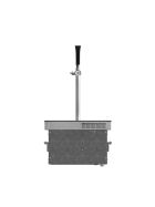 Dry cooler to be embedded in a worktop. Including dispensing column & tap.
