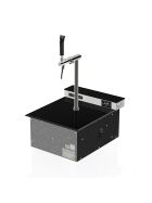 Dry cooler to be embedded in a worktop. Including dispensing column & tap.