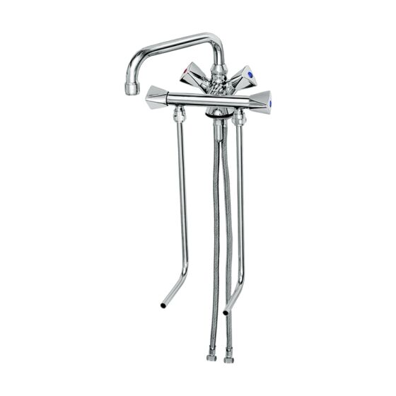 High pressure mixer tap for 2 basins, professional quality