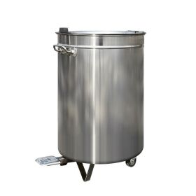 Stainless steel waste garbage can, 60L, with foot pedal