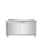 Stainless steel work cabinet, with upstand, 140 x 70