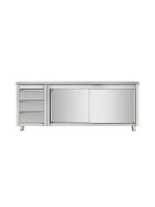 Work cabinet with sliding doors and drawer unit left, 1600 x 700