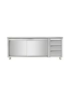 Work cabinet with sliding doors and drawer unit right, 1600 x 700