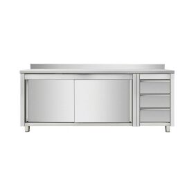 Work cabinet with sliding doors and drawer unit on the...