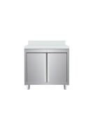 Stainless steel work cabinet, with upstand, 80 x 70