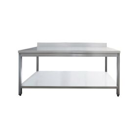 Stainless steel worktable, with upstand, 120 x 70