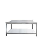 Stainless steel worktable, with upstand, 140 x 70