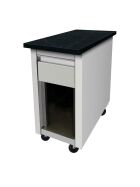 Stainless steel cash desk, Star Galaxy black granite, with wooden cladding, 40 x 82