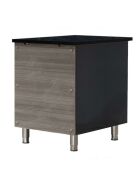 Stainless steel cash desk, black granite, with wooden cladding, 40 x 82 (THASR48S)