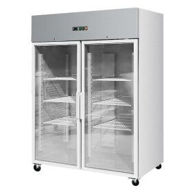Stainless steel refrigerator with glass door, capacity 1333 liters, GN2/1