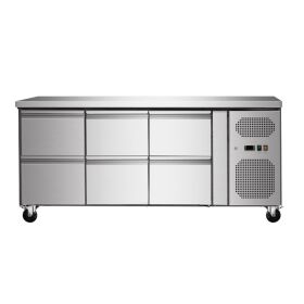 Refrigerated table with 6 drawers, convection, 180x70