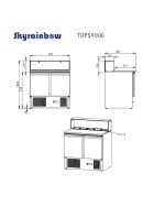 Pizza saladette 2 doors, square glass top, 90 x 70